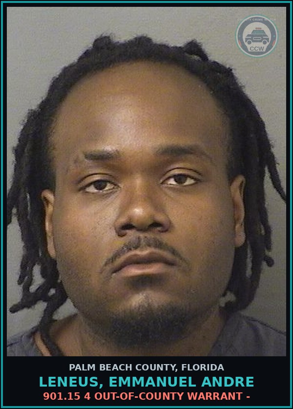 Booking mugshot of LENEUS, EMMANUEL ANDRE in Palm Beach County