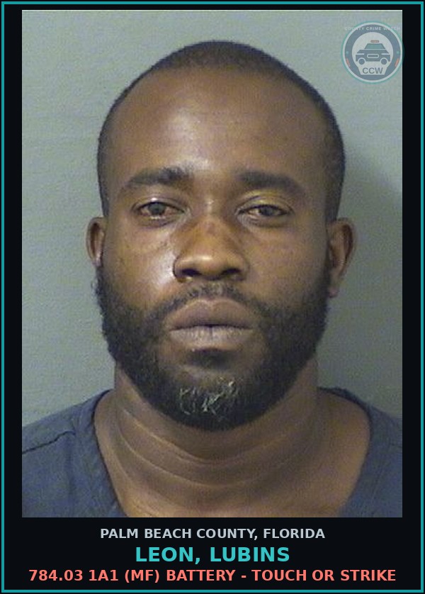 Booking mugshot of LEON, LUBINS in Palm Beach County