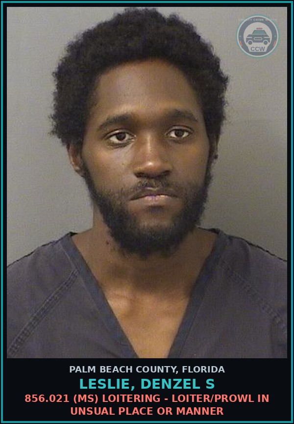 Booking mugshot of LESLIE, DENZEL S in Palm Beach County