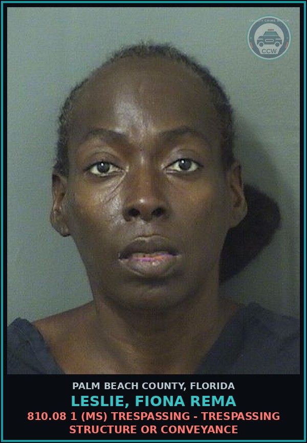 Booking mugshot of LESLIE, FIONA REMA in Palm Beach County