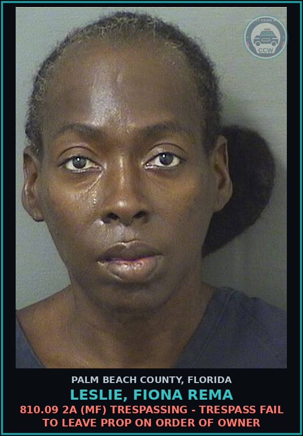 Booking mugshot of LESLIE, FIONA REMA in Palm Beach County
