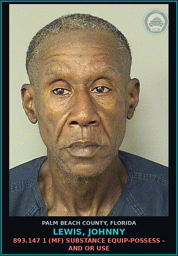 Booking mugshot of LEWIS, JOHNNY in Palm Beach County