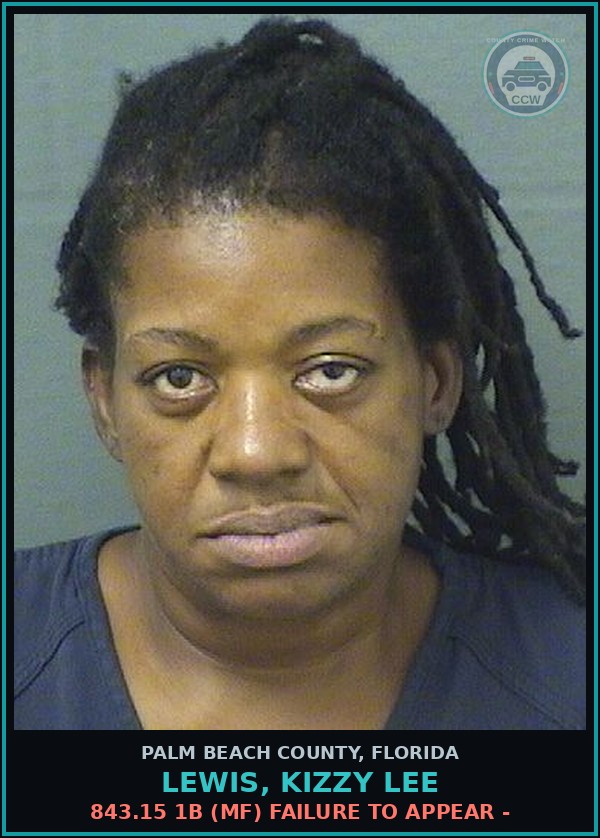 Booking mugshot of LEWIS, KIZZY LEE in Palm Beach County
