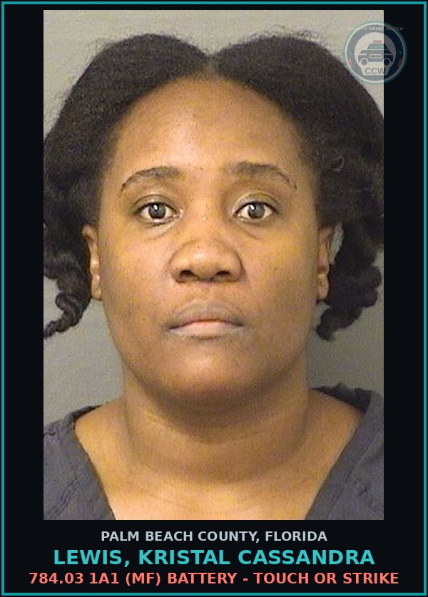 Booking mugshot of LEWIS, KRISTAL CASSANDRA in Palm Beach County