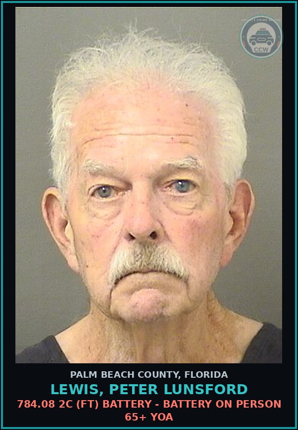Booking mugshot of LEWIS, PETER LUNSFORD in Palm Beach County