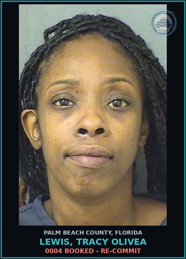 Booking mugshot of LEWIS, TRACY OLIVEA in Palm Beach County