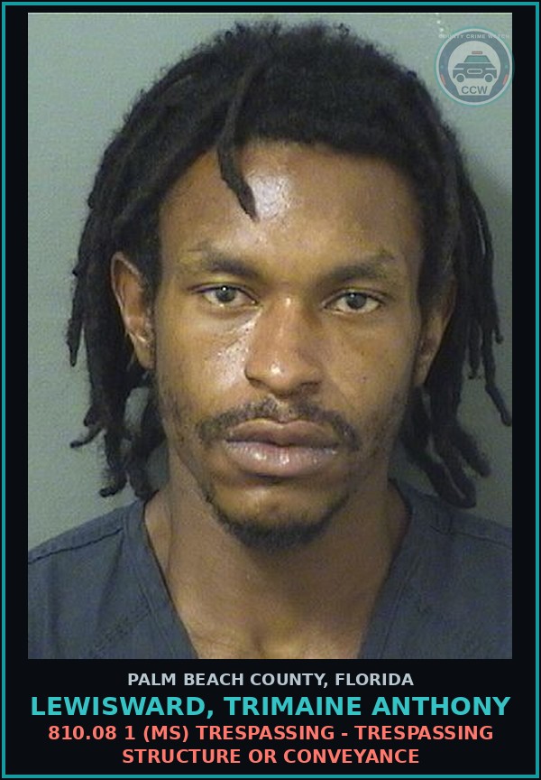 Booking mugshot of LEWISWARD, TRIMAINE ANTHONY in Palm Beach County