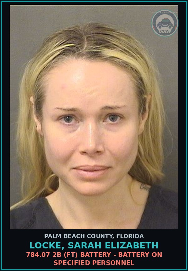 Booking mugshot of LOCKE, SARAH ELIZABETH in Palm Beach County