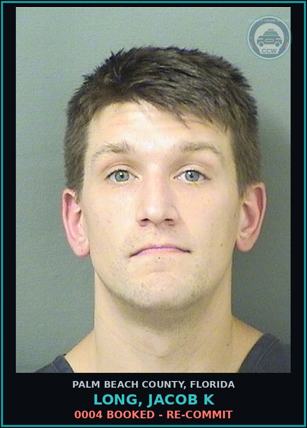 Booking mugshot of LONG, JACOB K in Palm Beach County