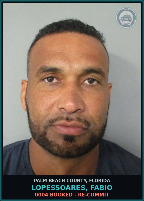 Booking mugshot of LOPESSOARES, FABIO in Palm Beach County