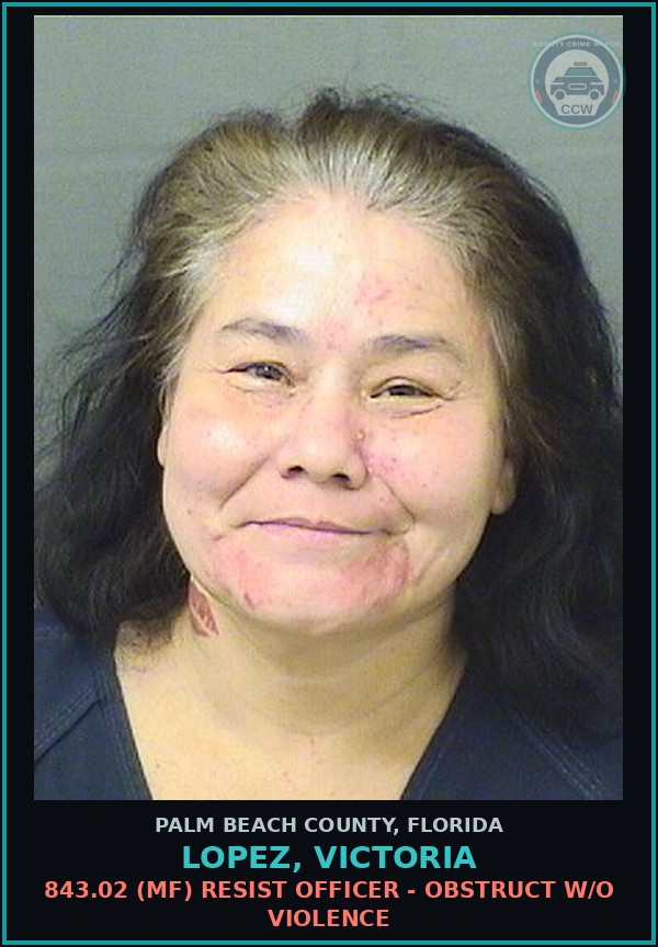 Booking mugshot of LOPEZ, VICTORIA in Palm Beach County