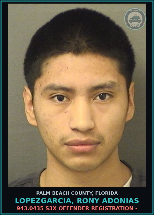Booking mugshot of LOPEZGARCIA, RONY ADONIAS in Palm Beach County
