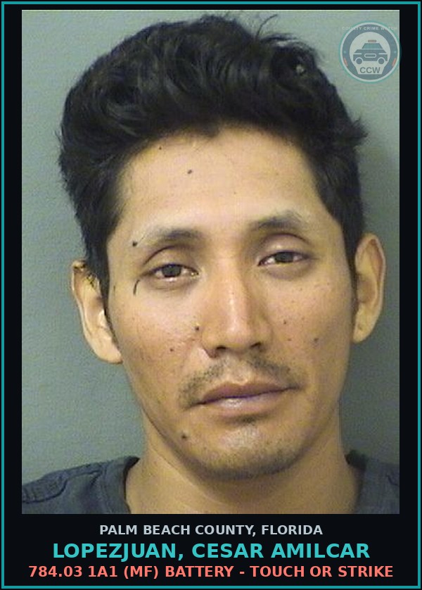 Booking mugshot of LOPEZJUAN, CESAR AMILCAR in Palm Beach County