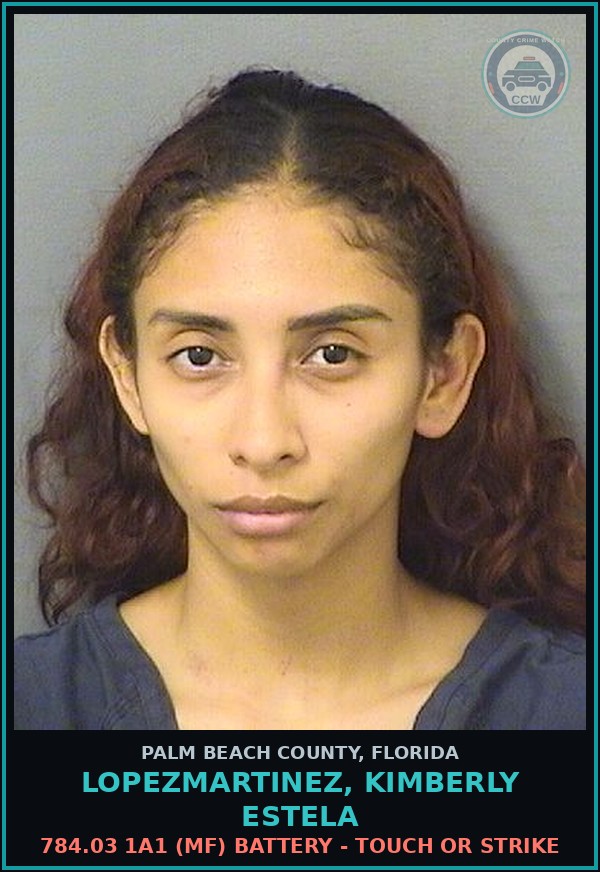 Booking mugshot of LOPEZMARTINEZ, KIMBERLY ESTELA in Palm Beach County