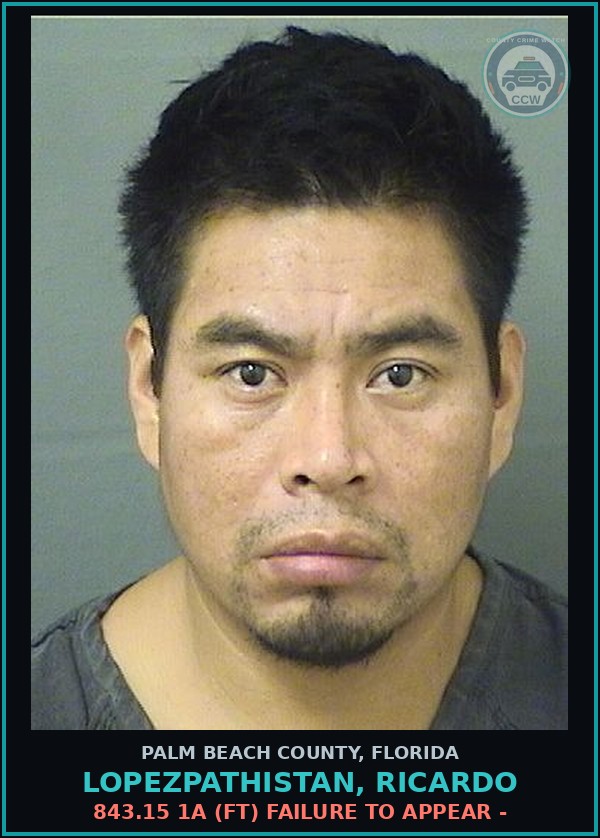 Booking mugshot of LOPEZPATHISTAN, RICARDO in Palm Beach County