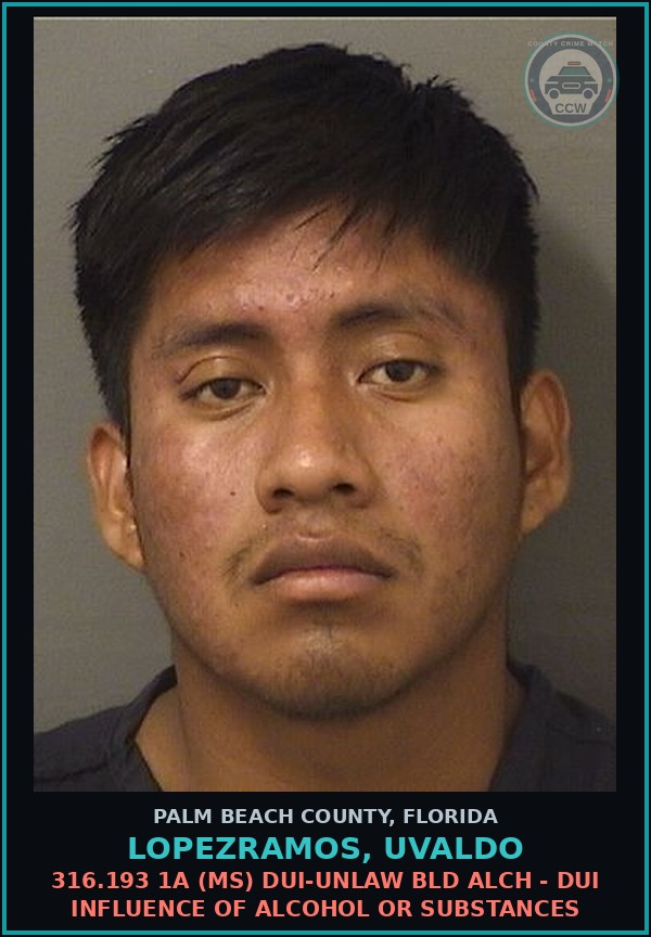 Booking mugshot of LOPEZRAMOS, UVALDO in Palm Beach County