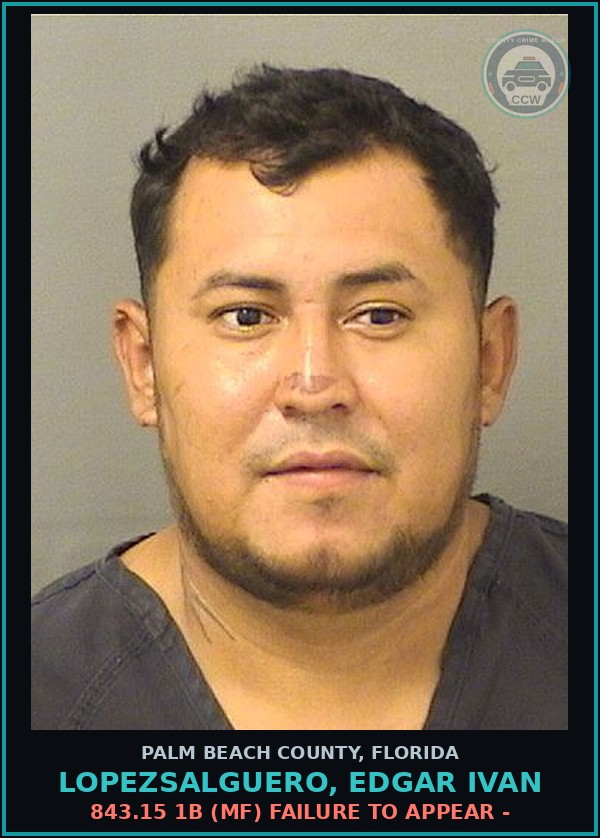 Booking mugshot of LOPEZSALGUERO, EDGAR IVAN in Palm Beach County