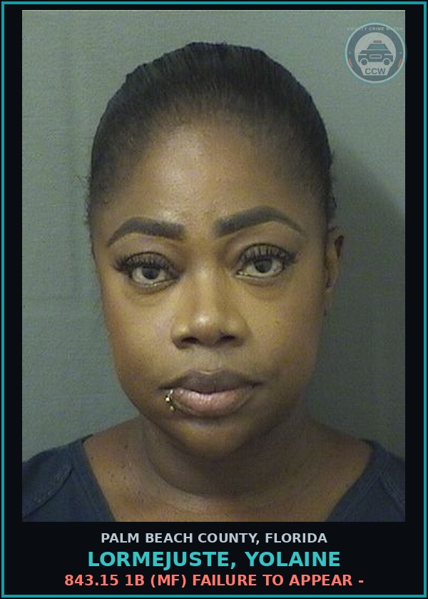 Booking mugshot of LORMEJUSTE, YOLAINE in Palm Beach County