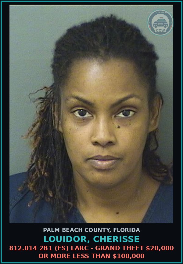 Booking mugshot of LOUIDOR, CHERISSE in Palm Beach County