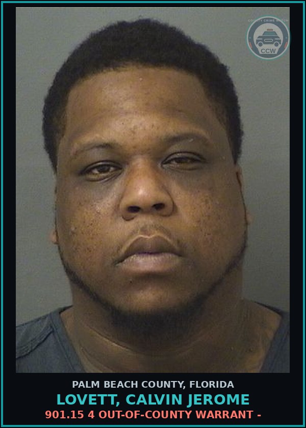 Booking mugshot of LOVETT, CALVIN JEROME in Palm Beach County
