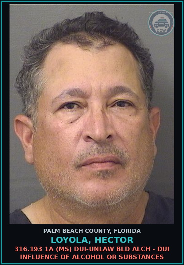 Booking mugshot of LOYOLA, HECTOR in Palm Beach County