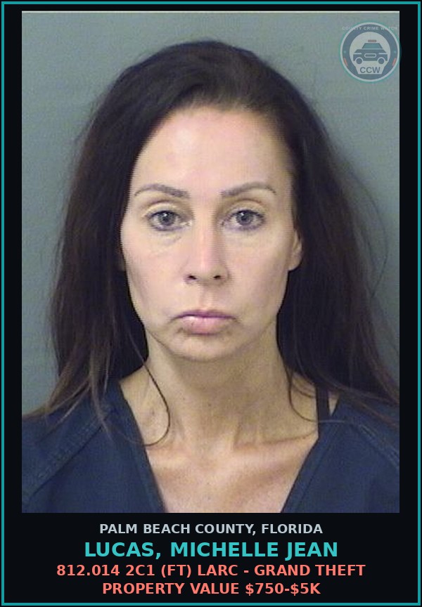Booking mugshot of LUCAS, MICHELLE JEAN in Palm Beach County
