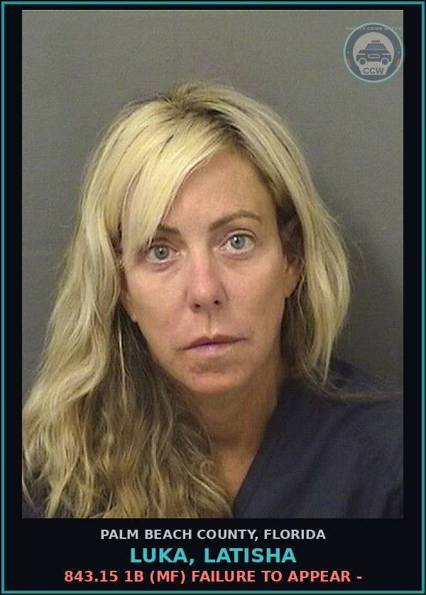 Booking mugshot of LUKA, LATISHA in Palm Beach County