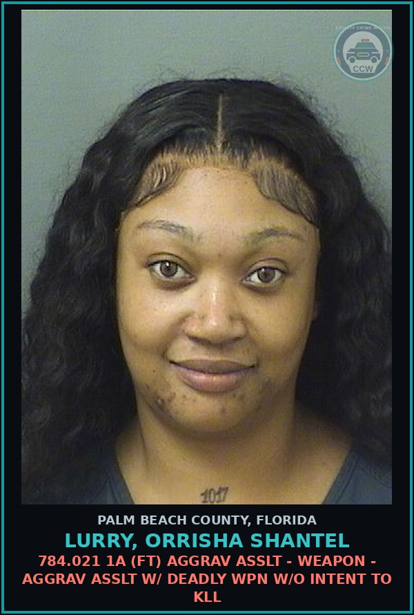 Booking mugshot of LURRY, ORRISHA SHANTEL in Palm Beach County
