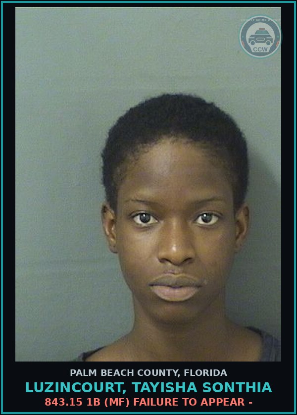 Booking mugshot of LUZINCOURT, TAYISHA SONTHIA in Palm Beach County