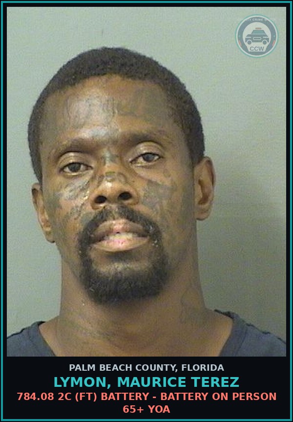 Booking mugshot of LYMON, MAURICE TEREZ in Palm Beach County