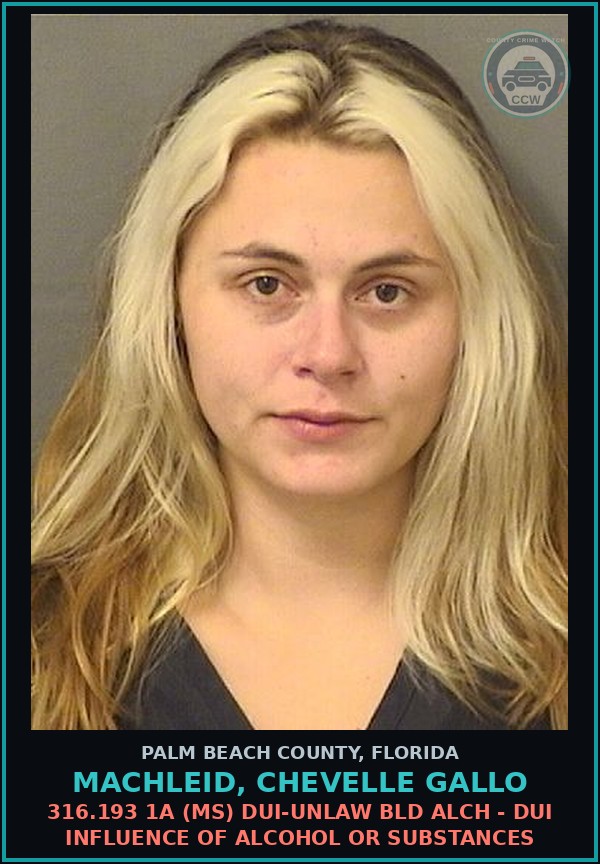 Booking mugshot of MACHLEID, CHEVELLE GALLO in Palm Beach County