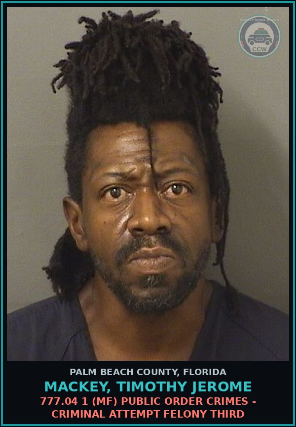 Booking mugshot of MACKEY, TIMOTHY JEROME in Palm Beach County