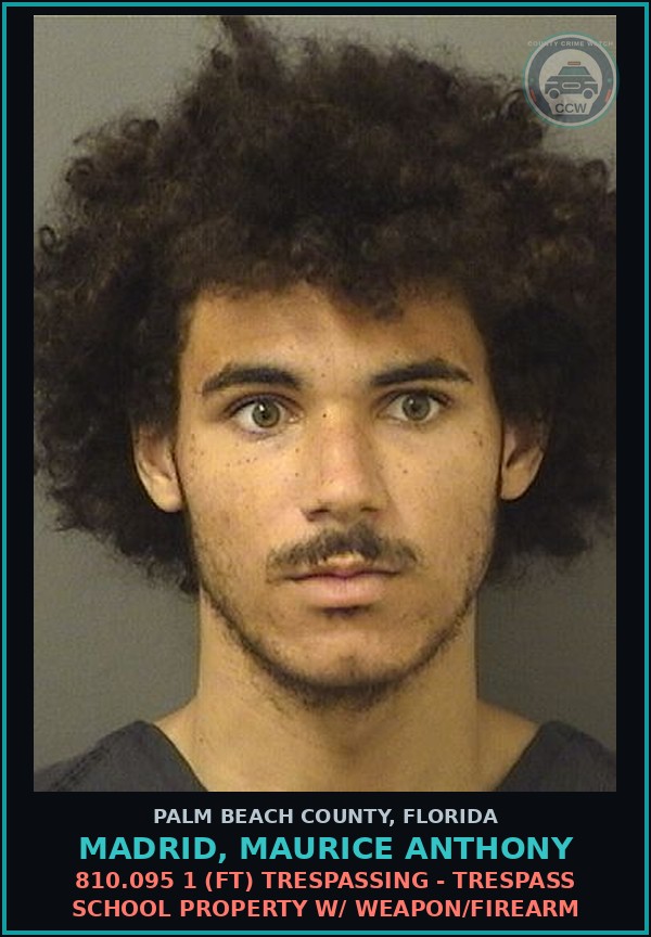 Booking mugshot of MADRID, MAURICE ANTHONY in Palm Beach County