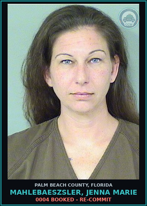 Booking mugshot of MAHLEBAESZSLER, JENNA MARIE in Palm Beach County