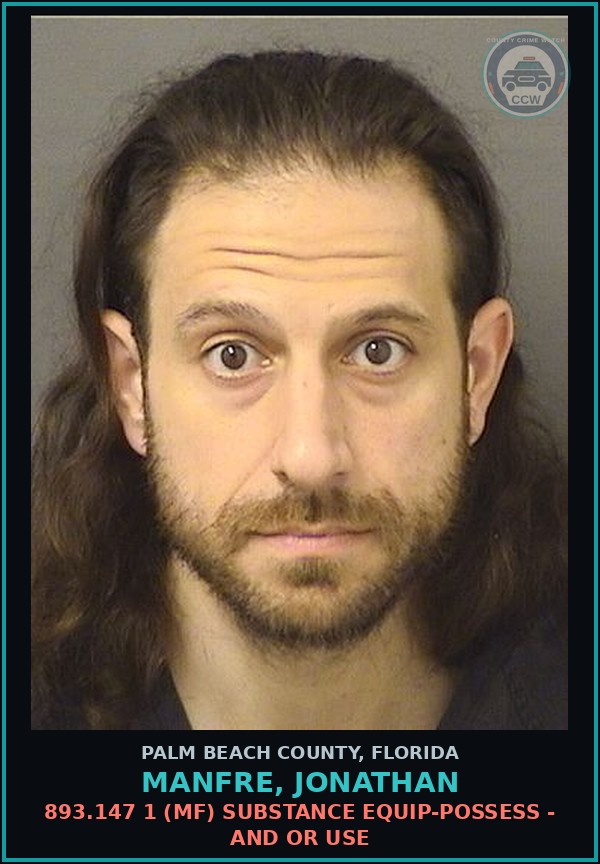 Booking mugshot of MANFRE, JONATHAN in Palm Beach County