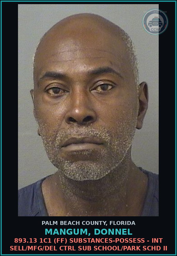 Booking mugshot of MANGUM, DONNEL in Palm Beach County