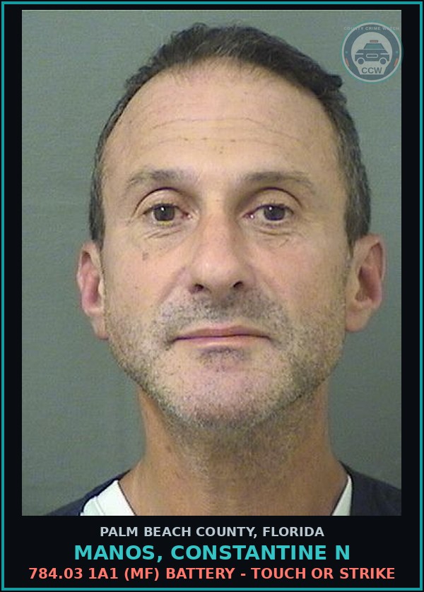 Booking mugshot of MANOS, CONSTANTINE N in Palm Beach County