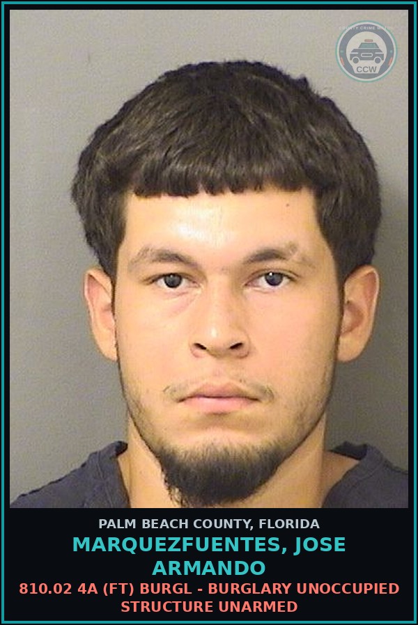 Booking mugshot of MARQUEZFUENTES, JOSE ARMANDO in Palm Beach County