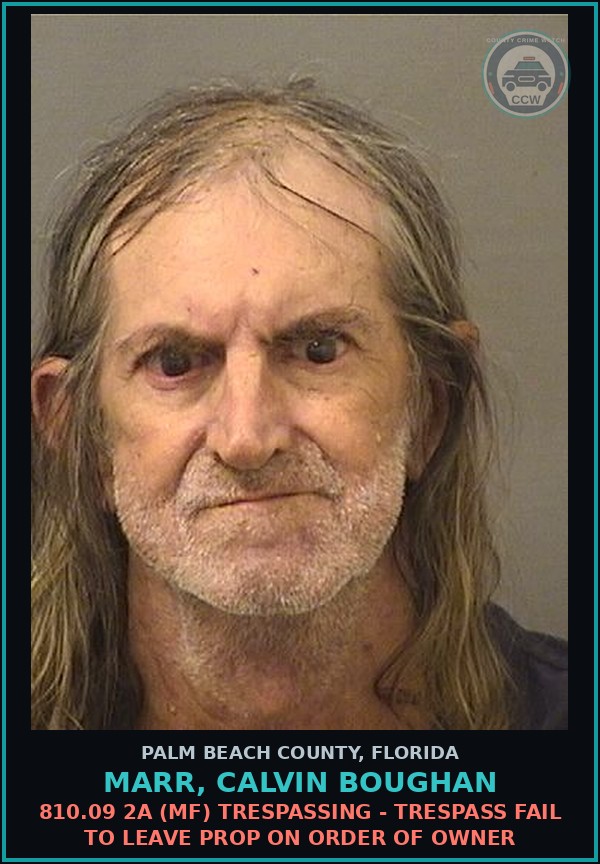 Booking mugshot of MARR, CALVIN BOUGHAN in Palm Beach County