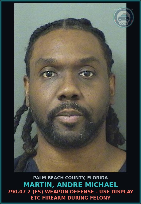 Booking mugshot of MARTIN, ANDRE MICHAEL in Palm Beach County