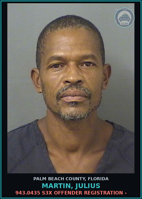 Booking mugshot of MARTIN, JULIUS in Palm Beach County