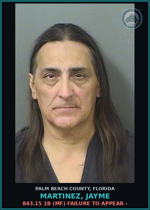 Booking mugshot of MARTINEZ, JAYME in Palm Beach County