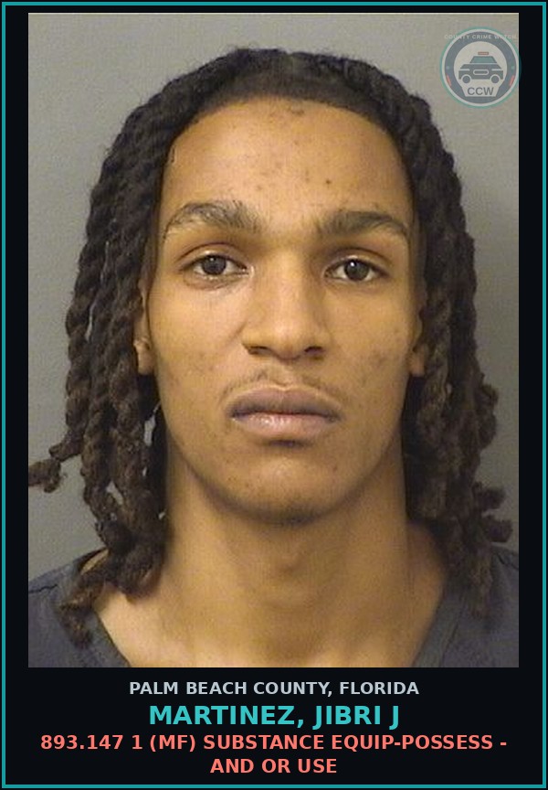 Booking mugshot of MARTINEZ, JIBRI J in Palm Beach County