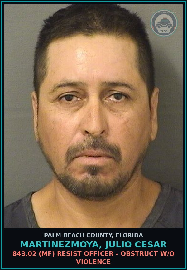 Booking mugshot of MARTINEZMOYA, JULIO CESAR in Palm Beach County