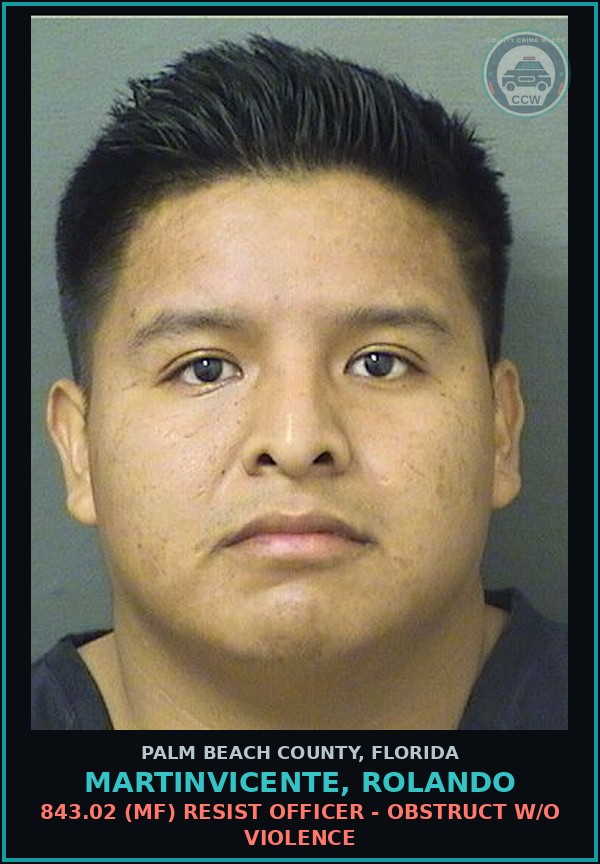 Booking mugshot of MARTINVICENTE, ROLANDO in Palm Beach County