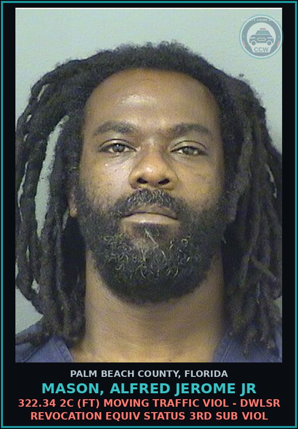 Booking mugshot of MASON, ALFRED JEROME Jr in Palm Beach County