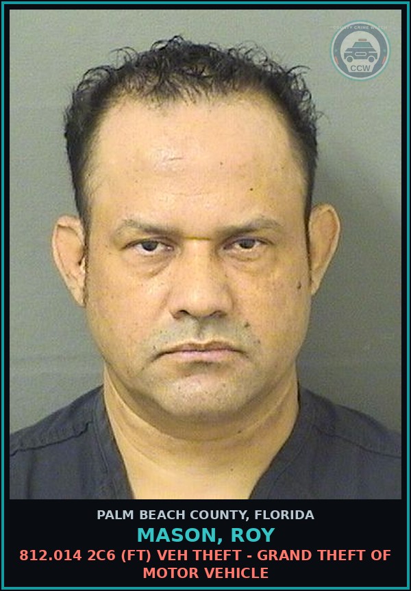 Booking mugshot of MASON, ROY in Palm Beach County