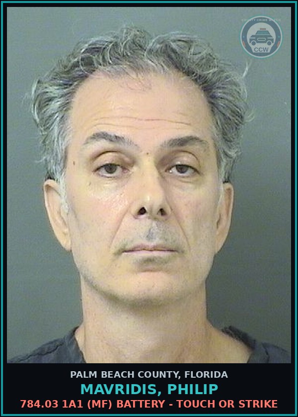 Booking mugshot of MAVRIDIS, PHILIP in Palm Beach County