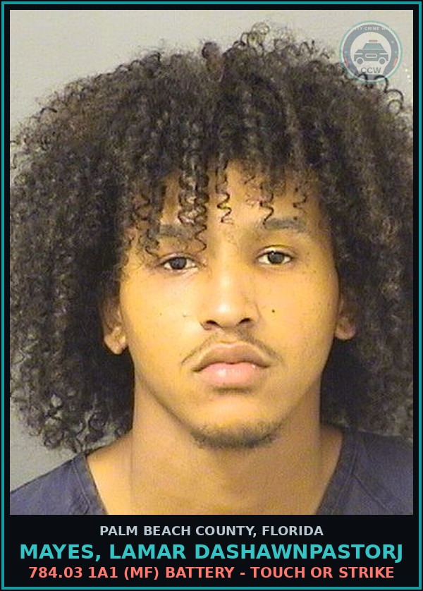 Booking mugshot of MAYES, LAMAR DASHAWNPASTORJ in Palm Beach County