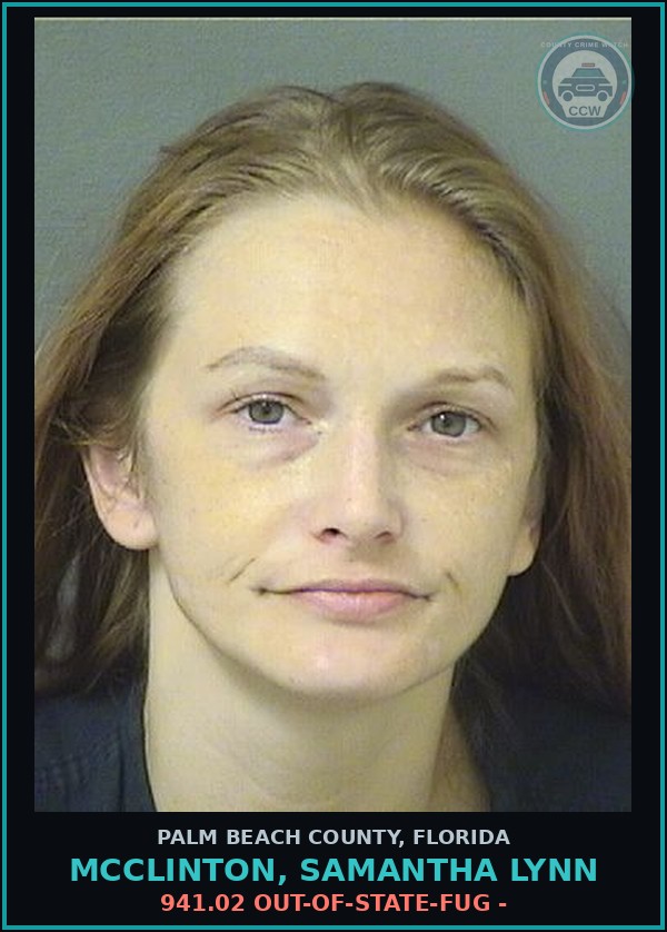 Booking mugshot of MCCLINTON, SAMANTHA LYNN in Palm Beach County